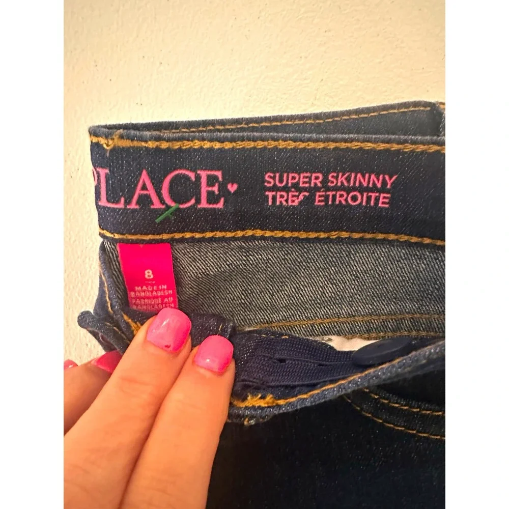 Children's Place Girls Blue Denim Skinny Jeans Size 8 Dark Wash Solid